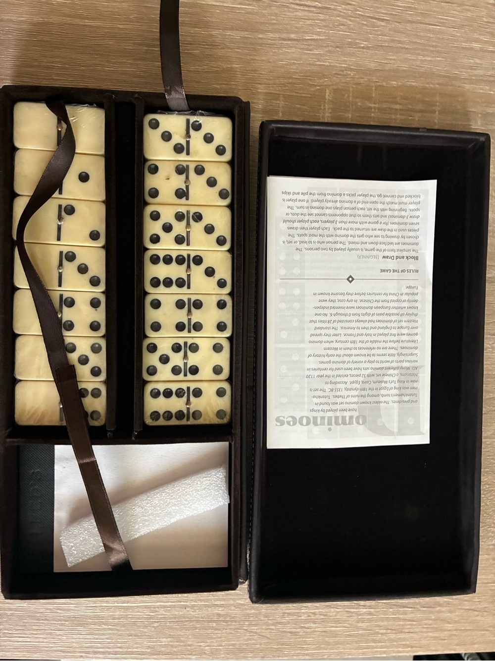 Classic Domino Set in Cream with Black Dots
